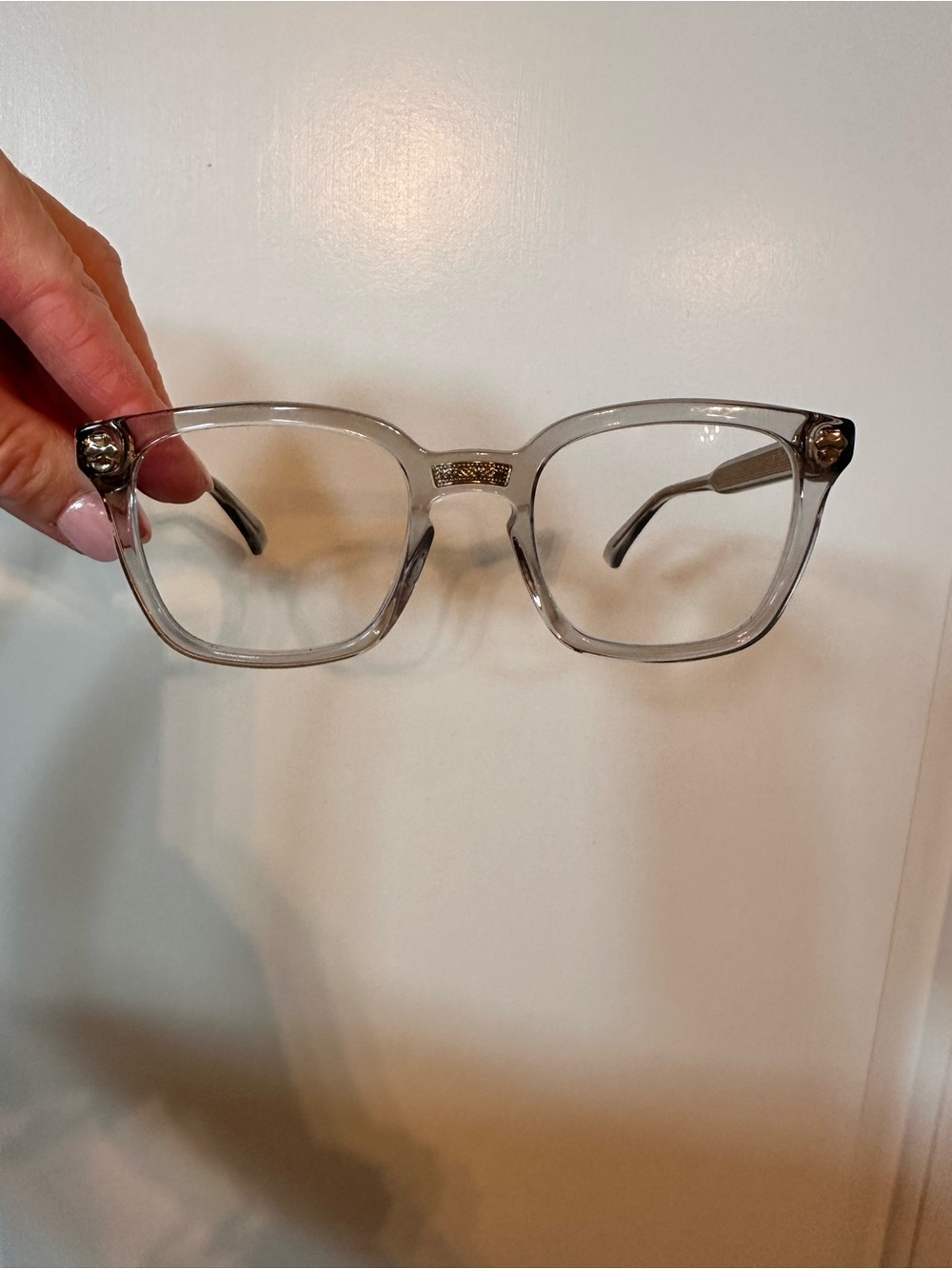 Prescription Gucci Clear Glasses with Gold Accents